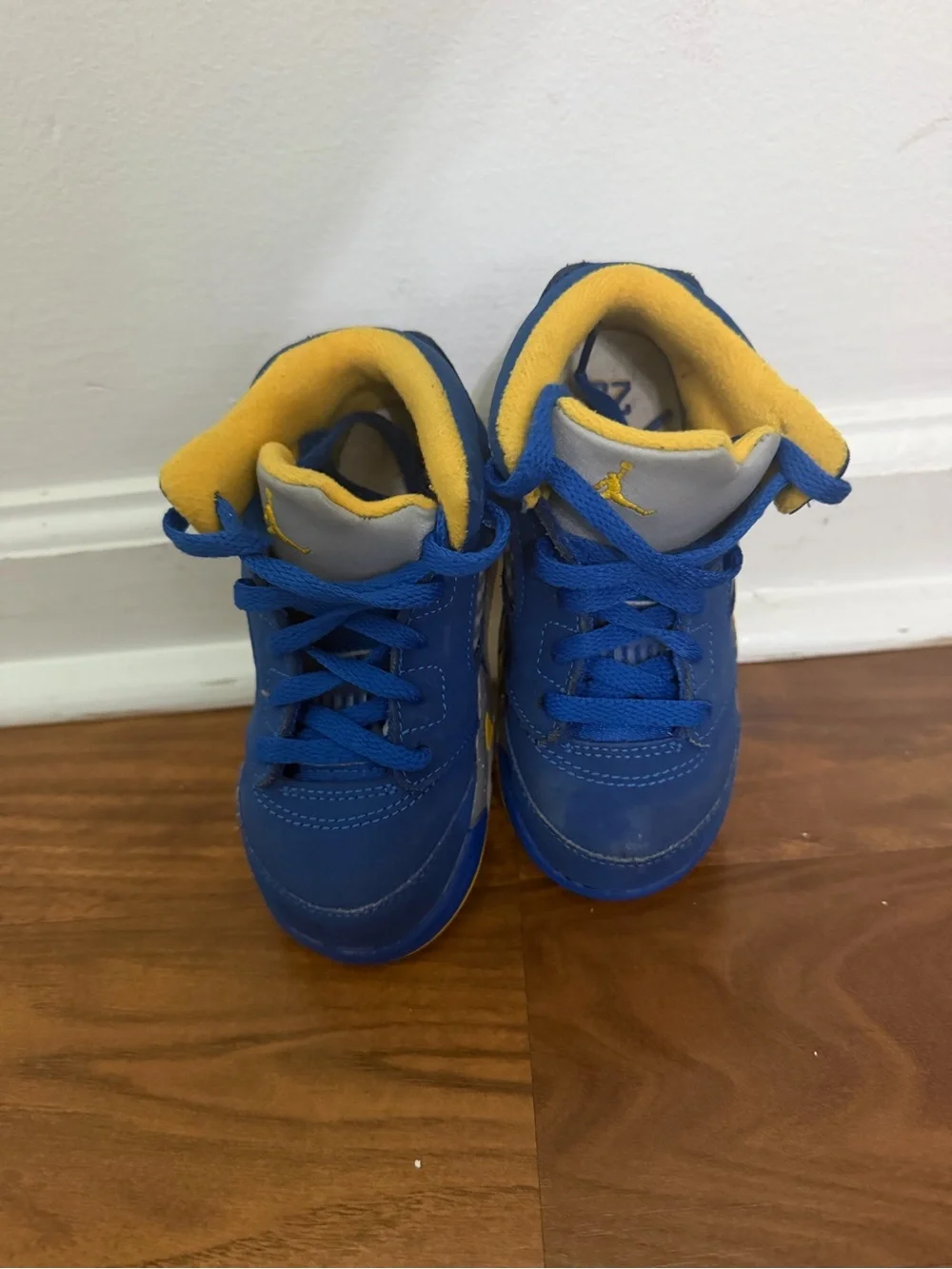 Jordan Kids Blue and Yellow '23' High-Top Sneakers